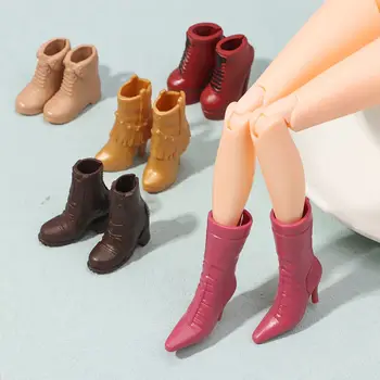 30cm Bebek Ayakkabıları Moda Kadın Bebek Botları Fit Ayak Uzunluğu 2.2 cm Bebek Aksesuarları Plastik 1/6 BJD Bebek Renkli Uzun Diz Çizmeler