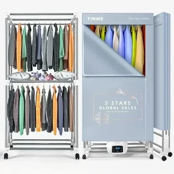 TINME 220V kurutma makinesi ev küçük giysi kurutucu giysi çabuk kuruyan sıcak hava büyük kapasiteli dolap giysi kurutucu