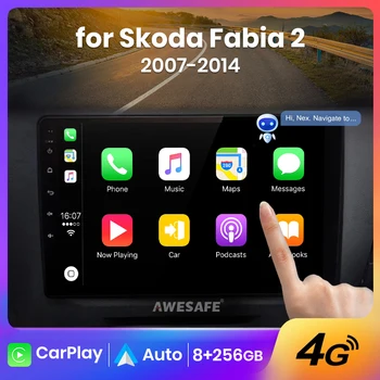 AWESAFE PX9 Artı Araba Radyo Skoda Fabia 2 2007 - 2014 İçin kablosuz CarPlay Android Oto araba akıllı sistemler No 2 din 2din DVD