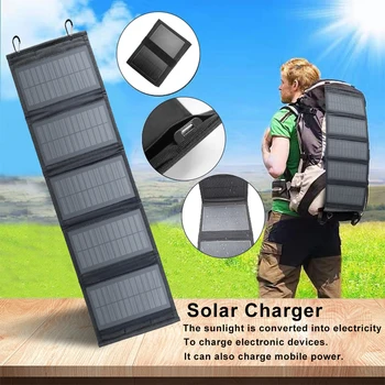 Açık Yürüyüş Su Geçirmez güneş panelı 20W 60W İphone Samsung İçin Güç Bankası Güneş USB Taşınabilir güneş enerjisi şarj cihazı Kamp Aksesuarı