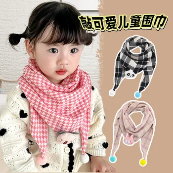Koreli çocuk üçgen eşarp sonbahar ve kış ekose bebek eşarp sıcak bebek tükürük eşarp çok yönlü eşarp erkek ve kız için
