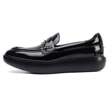 Rahat Erkekler rahat ayakkabılar Kalın Alt Üzerinde Kayma Peny Erkek Loafer'lar Platformu Mokasen Homme E50