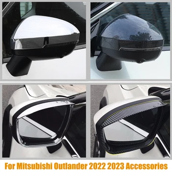 Mitsubishi Outlander 2022 2023 için ABS Karbon / Krom Aksesuarları Araba Yan Kapı Dikiz Aynası Kapağı trim yağmur kaş etiket
