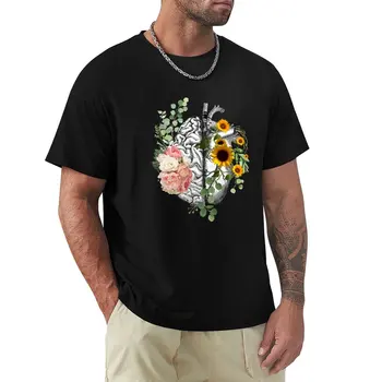 Sağ denge arasında kafa ve kalp, güller ve ayçiçeği, suluboya kısa kollu t-shirt tee erkek grafik t-shirt komik