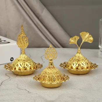 Altın Tütsü Brülör Metal Tütsü Brülör masa süsü Arap Tarzı Parti Dekor Eid Mubarak Dekorasyon Yatak Odası Masa Süsü
