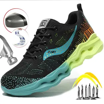 2023 Yeni Erkek Güvenlik Ayakkabıları Delinme Geçirmez Çelik Burunlu Sneaker Adam Endüstriyel Nefes İş Güvenliği Botları Hafif Koruyucu Ayakkabı