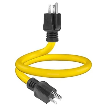 3 Adet 3 Prong Erkek Uzatma Kablosu Sarı Plastik+Metal NEMA 5-15P Transfer Anahtarı,12AWG 125V (2FT) ABD Plug