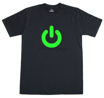 Karanlıkta Parlayan Güç Açık Baskı Gadget Geek Erkek Gevşek Fit pamuklu tişört