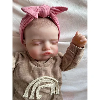 45CM Rosalie Yeniden Doğmuş Bebek Uyku Polular Yumuşak vücut El Çizim Saç 3D Cilt Tonu Damarlar ile Tahsil Sanat Bebek