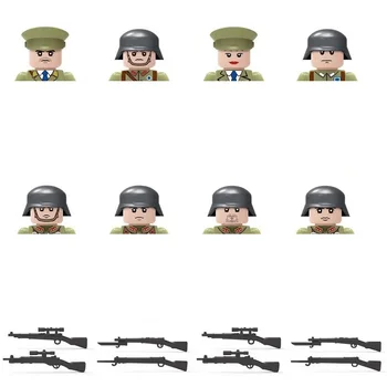 8 adet / grup Ww2 Ordu Askerleri Silah Askeri Aksesuarlar Silah Ordu Mini MOC Heykelcik Yapı Taşları Tuğla çocuk Oyuncakları