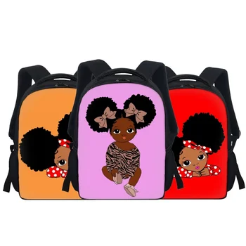 Karikatür Okul Öncesi Çocuklar Sırt Çantaları Güzel Afrika Kız Anaokulu Çocuk Okul Çantaları Fermuar Toddler Bebek Kız Mini Schoolbag