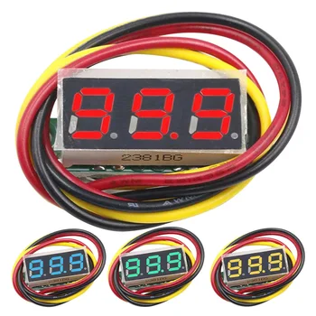 3 Teller Mini voltmetre 0-100V 0.28 İnç LED Voltmetre Kırmızı / Mavi / Sarı / Yeşil Mini DC Voltmetre Doğru Basınç Ölçümü