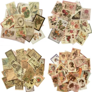480 Adet Vintage Posta Pulu Çıkartmalar, Estetik Botanik Deco Kağıt Etiket Scrapbooking, Günlük, Planlamacıları