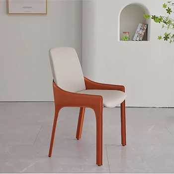 Yeni Özel Sırt Desteği Sandalyeler Relax Lüks Modern Metal Tek Beyaz İtalyan Salon Yemek Sandalyesi Basit Sillas Mobilya