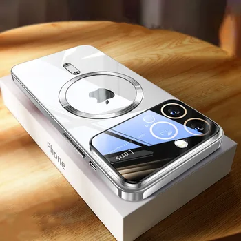 Manyetik Şeffaf Yumuşak Silikon Kılıf için Magsafe iPhone 14 Artı 13 12 11 Pro Max XS XR X 14Pro İ14 Büyük Cam Lens Koruyucu Kapak