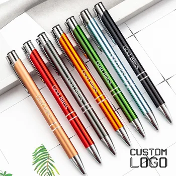 100 adet / grup Lazer Kazınmış LOGOSU Renkli Tükenmez Kalem Yeni Kişilik Hediye Kalem Özelleştirilmiş Okul Ofis Kalemler Çocuk Kırtasiye