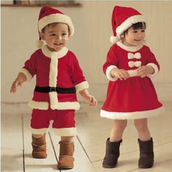 Noel Bebek Giysileri Çocuklar Noel Baba Cosplay Kostüm Erkek Uzun Kollu Elbise Toddler Kız Elbise Sevimli Bebek Kış Dış Giyim