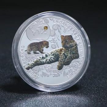 Güzel Afrika Yaban Hayatı Nesli Tükenmekte Olan Hayvan Türleri Türler Amur Leopar Gümüş Kaplama Paraları Zambiya Cumhuriyeti Koleksiyon Hediyeler