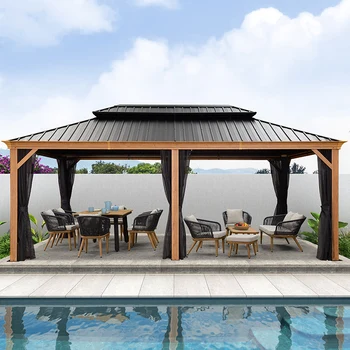 Mor yaprak avlu villa yeni Çin tarzı alüminyum alaşımlı köşk açık dört köşe çadır bahçe tente