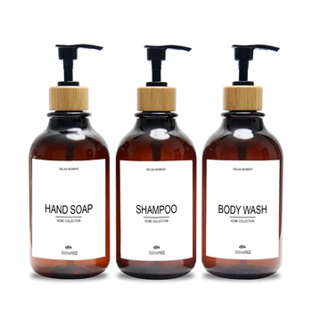 Banyo Şampuan ve Saç Kremi Şişesi Bambu Pompa Eczacı Dağıtıcı Doldurulabilir depolama şişesi Losyon Duş Sabunu