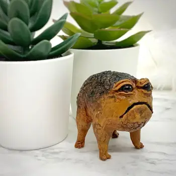 Kurbağa Süs Reçine Kurbağa Heykelcik Komik Yağmur Kurbağa Dekor Kurbağa Heykelcik Ofis Masaüstü Süs Reçine Zanaat Heykel Heykeli