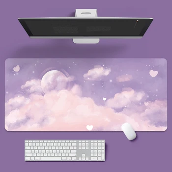 Mor Bulutlar Manzara Mouse Pad Büyük Ofis Masaları Bilgisayar Mat Masası Pad Kaymaz Kauçuk Alt klavye matı Ofis Masaüstü Pad
