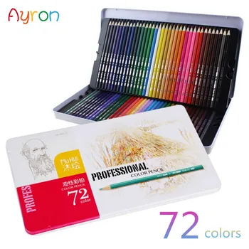 72 Renk Lapis De Cor Profesyonel Yağlı Renkli kalem seti Çizim Boyama Kroki Teneke Kutu Sanat Okul Malzemeleri
