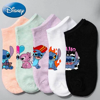 Disney Lilo ve Stitch Kısa Çok Renkli Tekne Çorap İlkbahar Yaz Karikatür Dikiş Nefes Çorap Erkekler ve Kadınlar için Sevimli Kısa Çorap