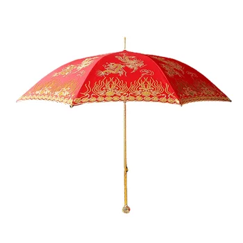 Antik dantel düğün kırmızı şemsiye düğün şemsiyesi gelin kırmızı düğün Çin düğün kırmızı şemsiye evli.
