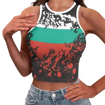 Kolsuz Seksi Tank Top Streetwear Bayrağı Bulgaristan Tasarım Kırpma Üstleri Kadın Giyim Rahat Bayan Korse Tüp Üst üst mujer