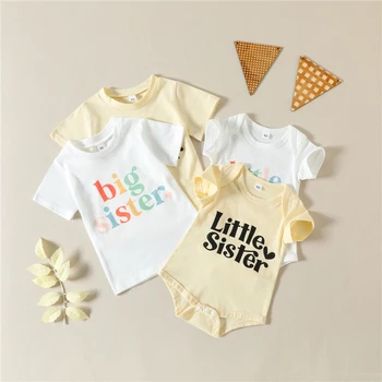 Bebek Bebek Kız Romper Pamuk Mektup Baskı Kısa Kollu Toddler Tulumlar Yaz Yenidoğan moda giyim