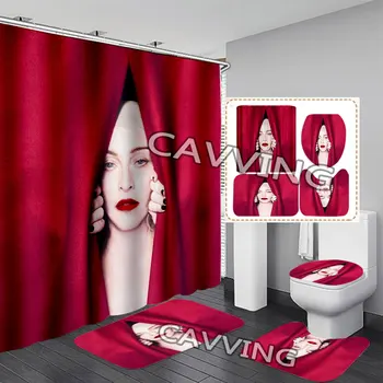 Madonna 3D Duş Perdeleri Su Geçirmez Banyo Perdesi kaymaz Banyo mat seti Tuvalet Kilim Halı H03