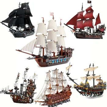 Stok Korsan İmparatorluk Karayip Gemi Amiral Gemisi Siyah İnci Sessiz Mary Uyumlu 10210 70810 4184 4195 71042 Yapı blok oyuncaklar