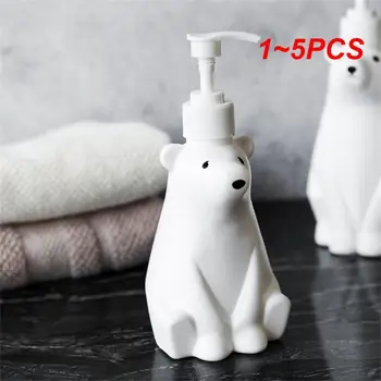 1 ~ 5 ADET Banyo Losyon Dispenserleri 450ml Sevimli Beyaz Kutup Ayısı Sabunluk pompa şişesi Doldurulabilir Şampuan / El Dezenfektanı