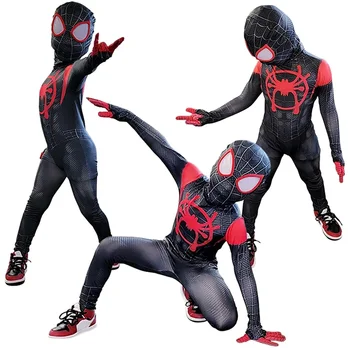 Örümcek Adam Süper Kahraman anime Miles Morales Cosplay Kostüm Bodysuit Tulum Cadılar Bayramı Çocuklar ve Yetişkin İçin Parti Kostüm