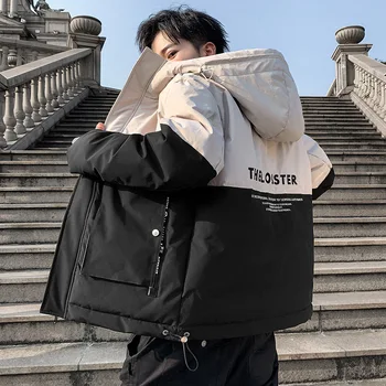 Streetwear erkek Kış Kapşonlu Pamuk Yastıklı Mont Kore Trend Gençlik Kalınlaşmak Sıcak Rahat Yastıklı Ceketler Erkek Gevşek Giyim