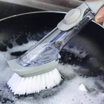 Mutfak Temizleme Fırçası Bulaşık Süngeri İle 2 İn 1 Uzun Saplı Bulaşık Yıkama Fırçası Ev Temizlik Araçları