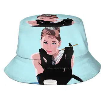 Kadın Erkek Balıkçı Şapkalarında Kahvaltı Kova Şapkaları Audrey Hepburn 1950'lerin Klasik Filmlerinde Kahvaltı
