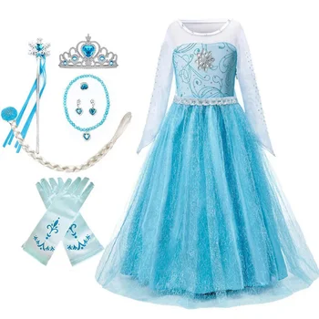 3 4 5 6 7 8 9 10 Yıl Çocuk Prenses Elbise Çocuklar Elsa Cosplay Giyinmek Küçük Kızlar Yaz Kostüm Cadılar Bayramı Partisi Giyim