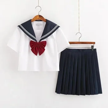 Beyaz Kız Öğrenci Üniforma Japon Sınıf Donanma Denizci Okul Üniformaları Öğrenciler Kızlar İçin Giysi Anime COS Denizci Donanma Takım Elbise