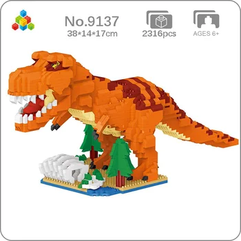 YZ 9137 Jurassic Dinozor Dünya Tyrannosaurus Rex Canavar Pet Mini Elmas Blokları Tuğla Yapı Oyuncak Çocuk Hediye ıçin hiçbir Kutu