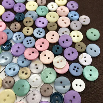 10 adet 9-12.5 mm Doğal Kabuk Dikiş Düğmeleri Renkli Yuvarlak 2 Delik Düğmesi Scrapbooking DIY El Sanatları için Gömlek Hırka Aksesuarları