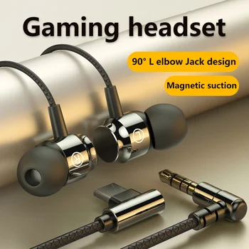 Manyetik Emme Kablolu oyun kulaklığı HiFi Bas Stereo L Jack 3.5 mm Tip-C Kulaklık Müzik Kulaklık Telefon Bilgisayar İçin Mikrofon Kulaklık