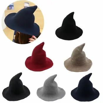 Modern cadı şapkası Yün Cadılar Bayramı Partisi cadı şapkaları Fedoras Kadınlar