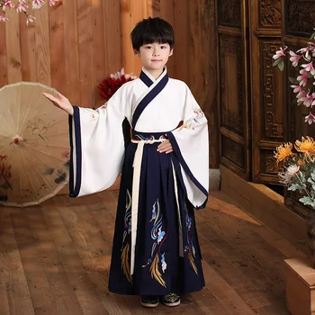 2 Renk Çin Çocuk Takım Dans Kostümleri Çocuklar için Geleneksel Çocuklar Sonbahar Hanfu Tang Takım Elbise Sahne Performansı Kimono Etekler
