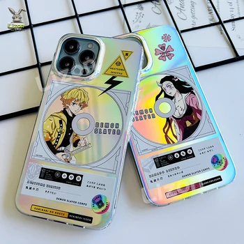İblis avcısı Agatsuma Zenitsu Nezuko Lazer telefon kılıfı Anime Kimetsu Hiçbir Yaiba Çift telefon kılıfı Hediyeler