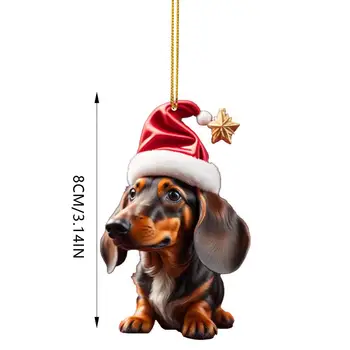 Noel Süs Noel Ağacı Kolye Karikatür Köpek Asılı Süsleme Akrilik Sanat Zanaat Araba dikiz aynası Şenlikli Ev