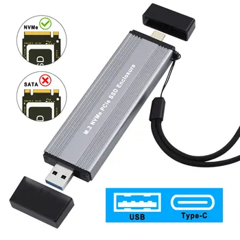 M2 NVMe SSD Durumda M. 2 NVME SSD, USB 3.1 Gen 2 Harici Muhafaza 10Gbps HDD Kutusu Tip-A Tip-C Kablo için M2 NVMe PCIe 2280