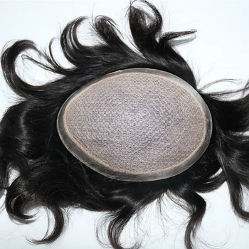 Doğal Saç Çizgisi erkek peruğu Gerçek İsviçre Dantel PU Tabanı İle Saç Değiştirme Sistemi Düz / Dalgalı İpek Üst Saç Erkekler İçin