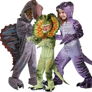 noel Kostümleri Erkek Kız Triceratops Cosplay Seti Çocuk Tulum Cadılar Bayramı Karnaval Sahne Purim Parti Dinozor Çocuk için